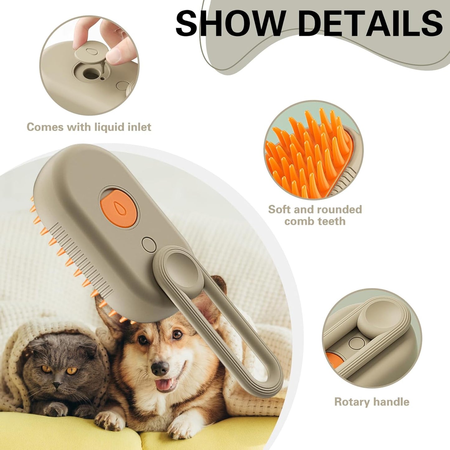 Pet Cleaning Spray Comb, Pet Undercoat Hair Removal Slicker Brush For Dog And Cat Grooming Tool