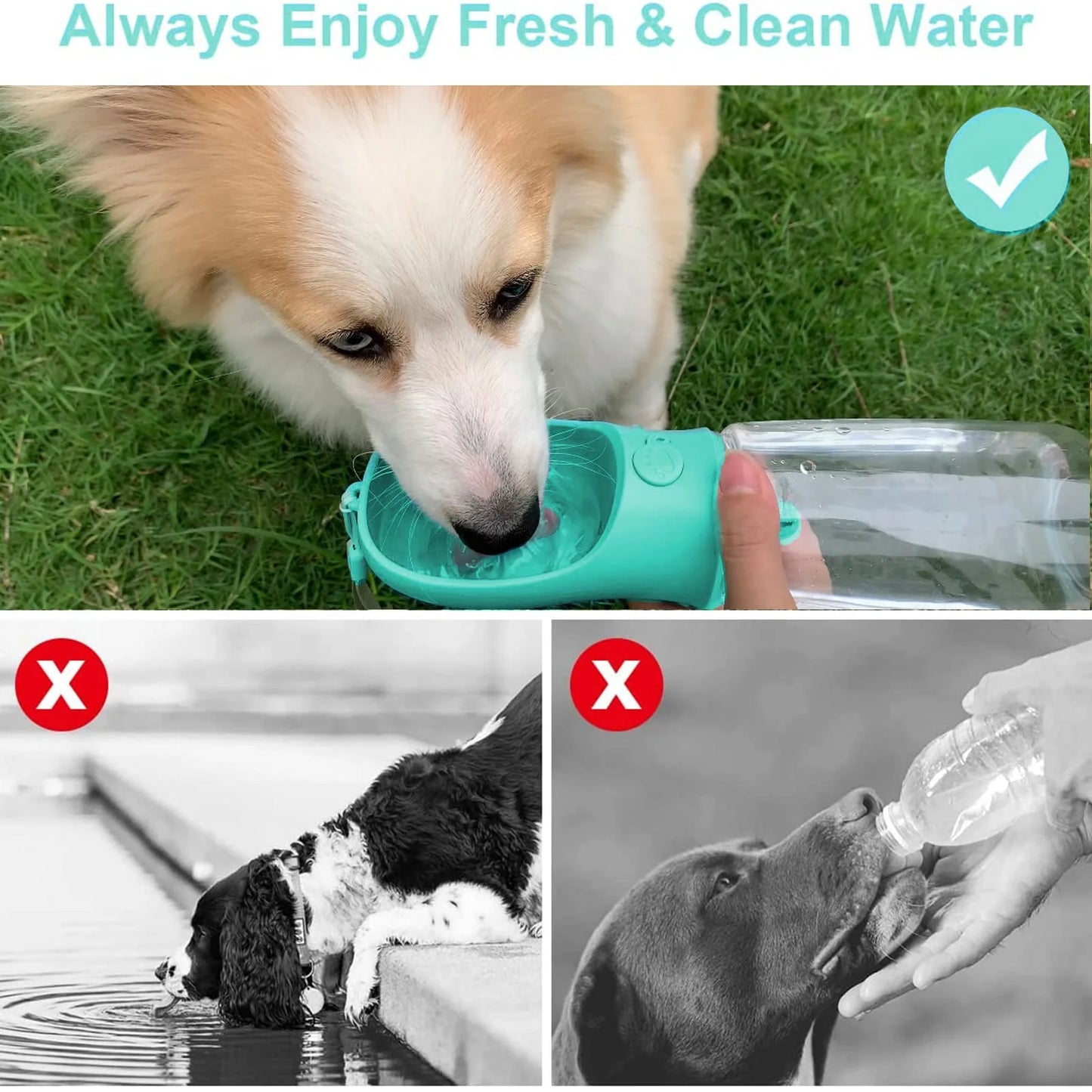 Dog Water Bottle with Food Container 3in1 Pet Water Bottle-Portable 350ML , 550ML