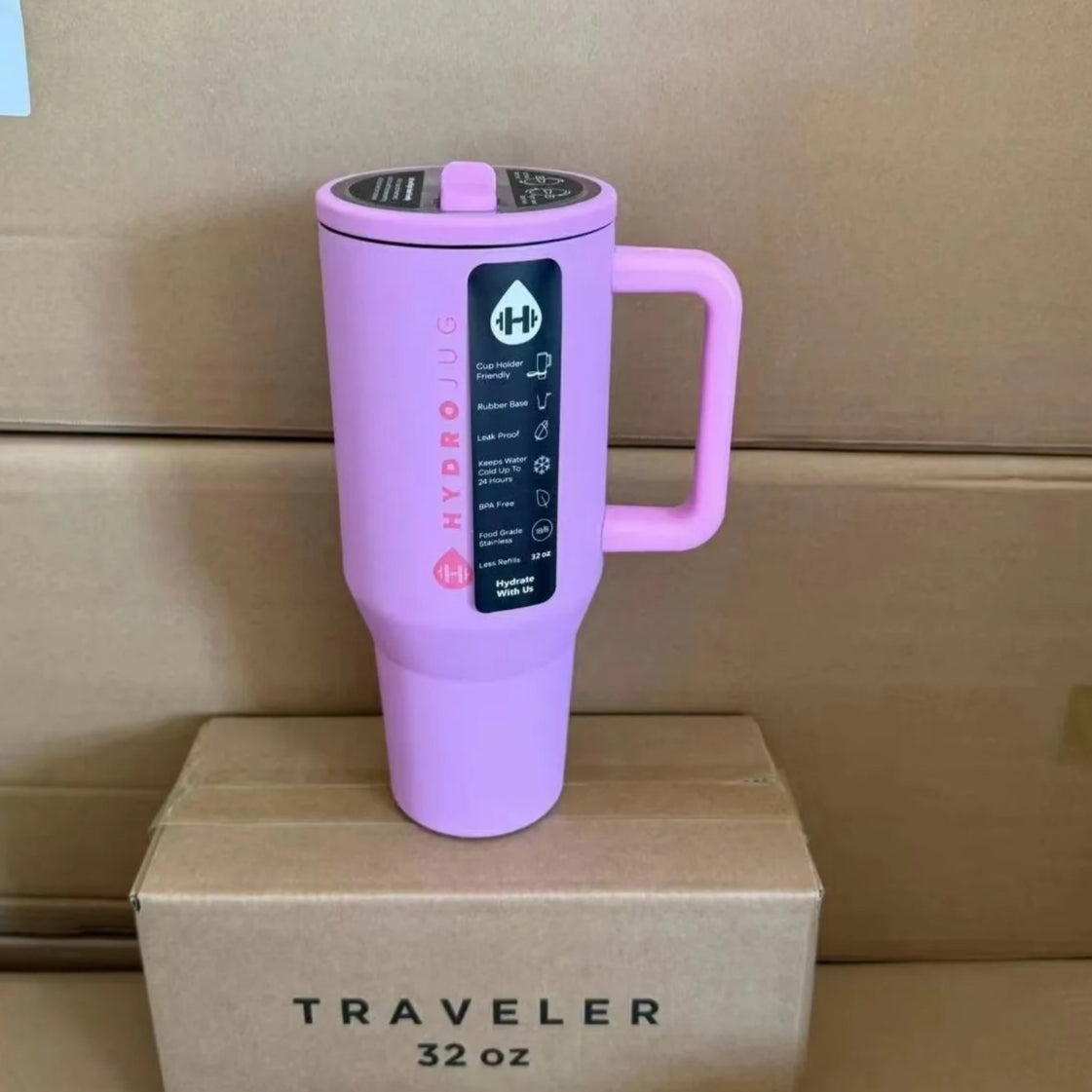 HydroJug Tumbler 32OZ/40OZ Traveler Straw Lid Stainless Steel Vacuum Insulated Car Mug Double Wall Thermal Iced Travel