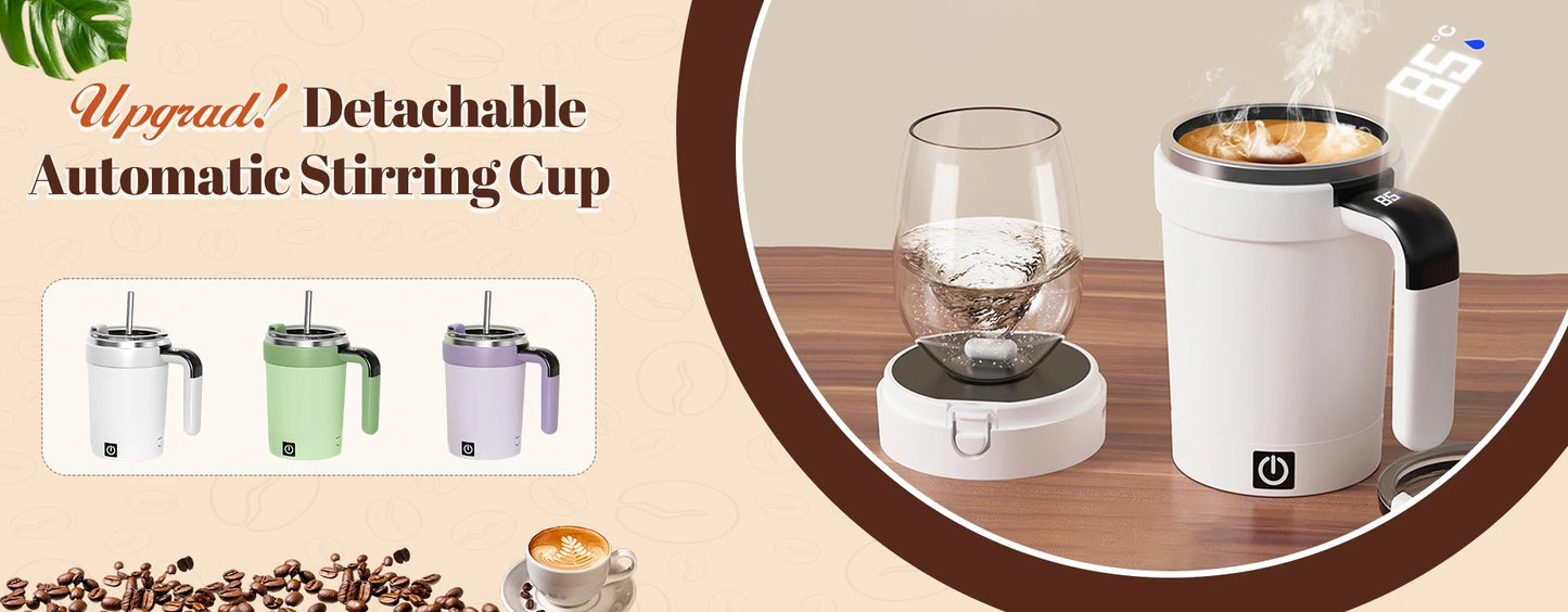 Automatic Stirring Cup Rechargeable Portable Coffee Electric Stirring Stainless Steel Mixer Rotating Magnetic Self Stirring Mugs
