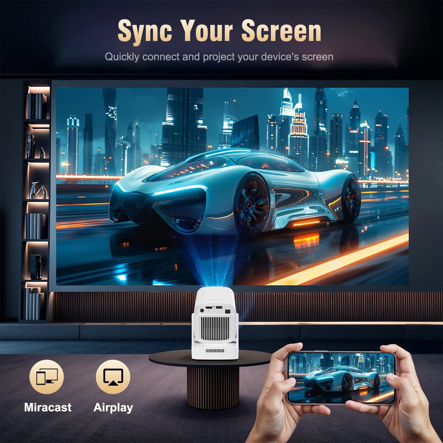 Magcubic HY310 Auto Focus Projector 1080P Native 4K 330ANSI Android 11 WiFi6 BT5.4 Mini Outdoor Movie Projector with Air Mouse
