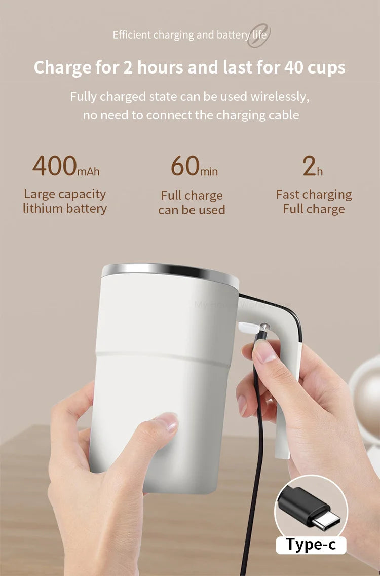 Automatic Stirring Cup Rechargeable Portable Coffee Electric Stirring Stainless Steel Mixer Rotating Magnetic Self Stirring Mugs