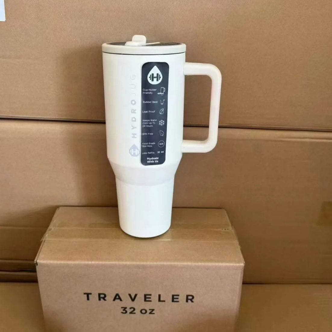 HydroJug Tumbler 32OZ/40OZ Traveler Straw Lid Stainless Steel Vacuum Insulated Car Mug Double Wall Thermal Iced Travel