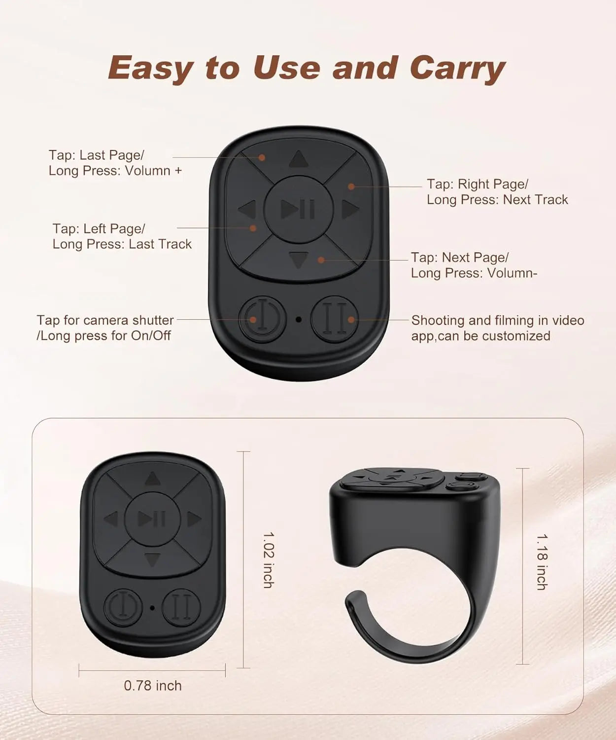 Smart Ring Remote – TikTok, Camera, Music Control for iOS/Android