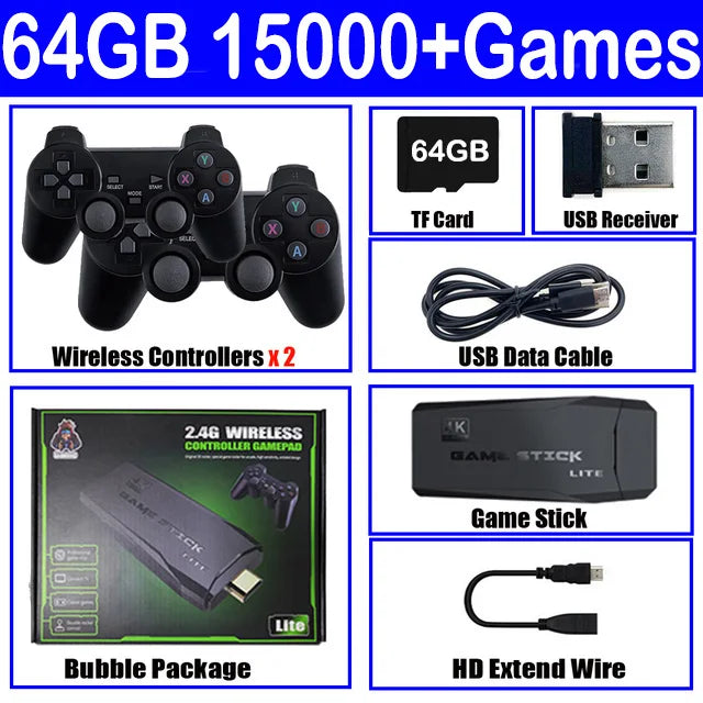 Retro Video Game Console Game Stick 4k 15000 Games Portable
