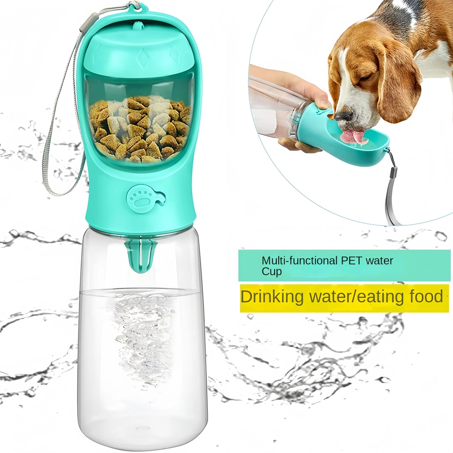Dog Water Bottle with Food Container 3in1 Pet Water Bottle-Portable 350ML , 550ML