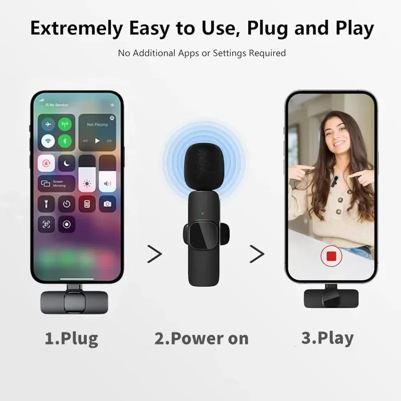 Mini Wireless Microphone for iPhone – Lavalier Mic for Video & Streaming