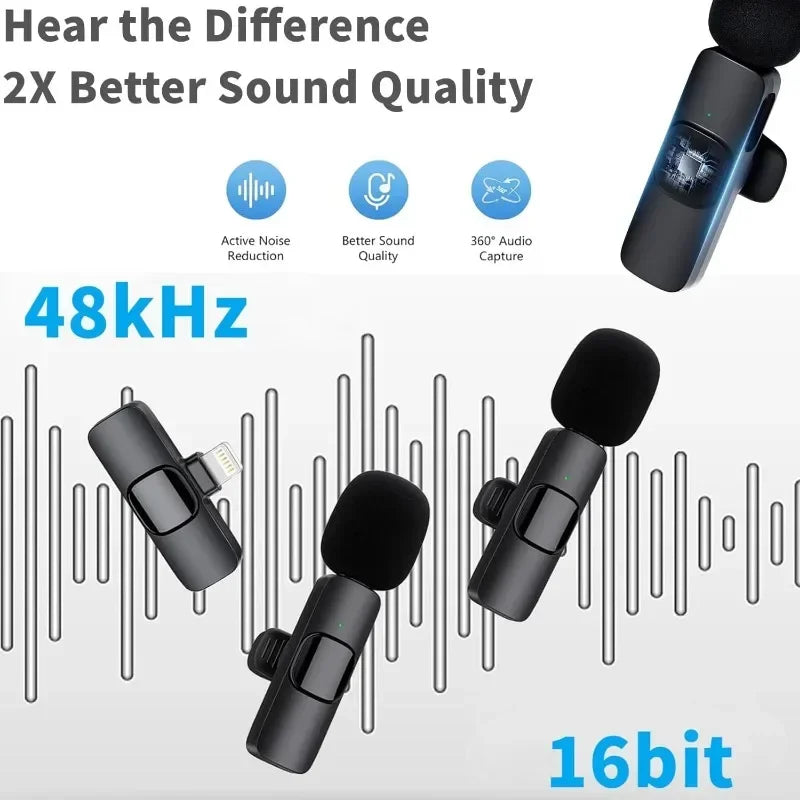 Mini Wireless Microphone for iPhone – Lavalier Mic for Video & Streaming