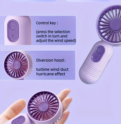 Mini Portable Fan USB Charging 3-speed - Handheld Fan for Men and Women Suitable for Office, Outdoor Travel