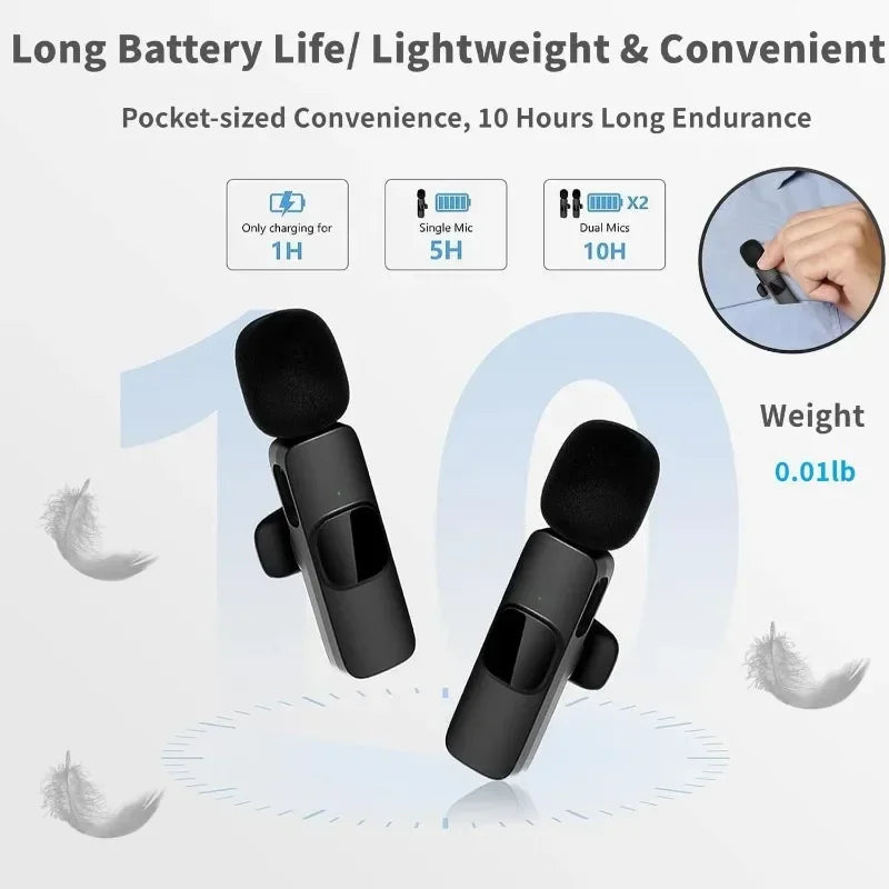 Mini Wireless Microphone for iPhone – Lavalier Mic for Video & Streaming