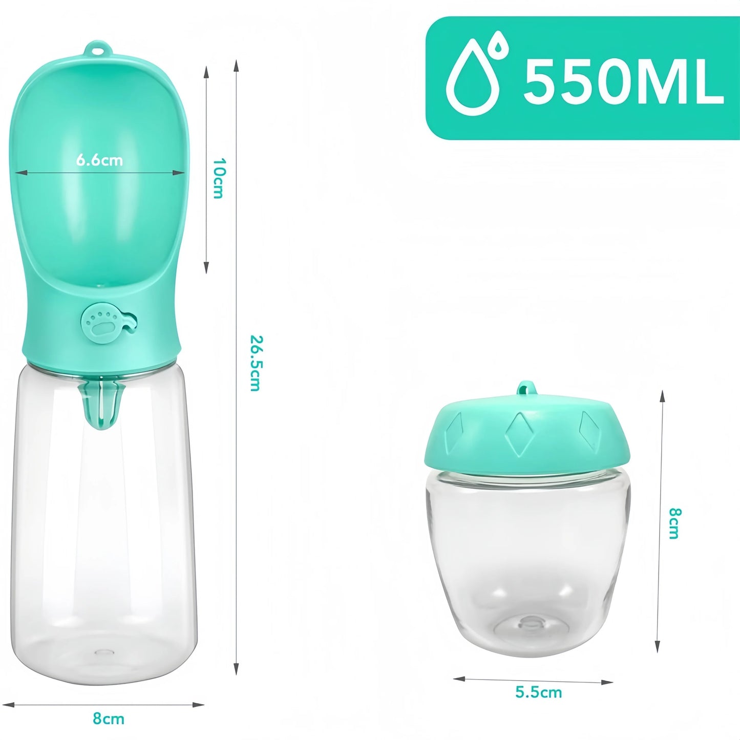 Dog Water Bottle with Food Container 3in1 Pet Water Bottle-Portable 350ML , 550ML