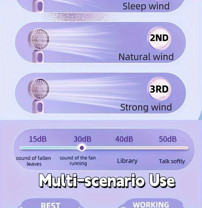 Mini Portable Fan USB Charging 3-speed - Handheld Fan for Men and Women Suitable for Office, Outdoor Travel